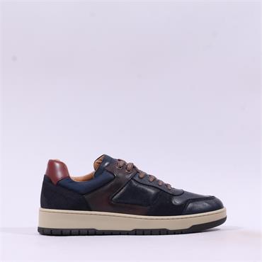 Ambitious Wood Leather Cupsole Trainer - Dark Navy